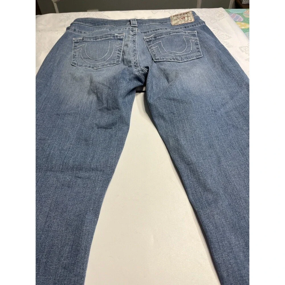 True Religion Jennie Mid Rise Super Skinny Denim Jeans Sz 31 Raw Hem